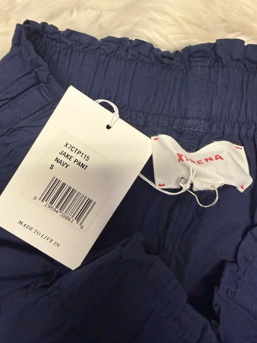 Xirena Jake Pants Small Navy Cotton Poplin Straight Leg NWT